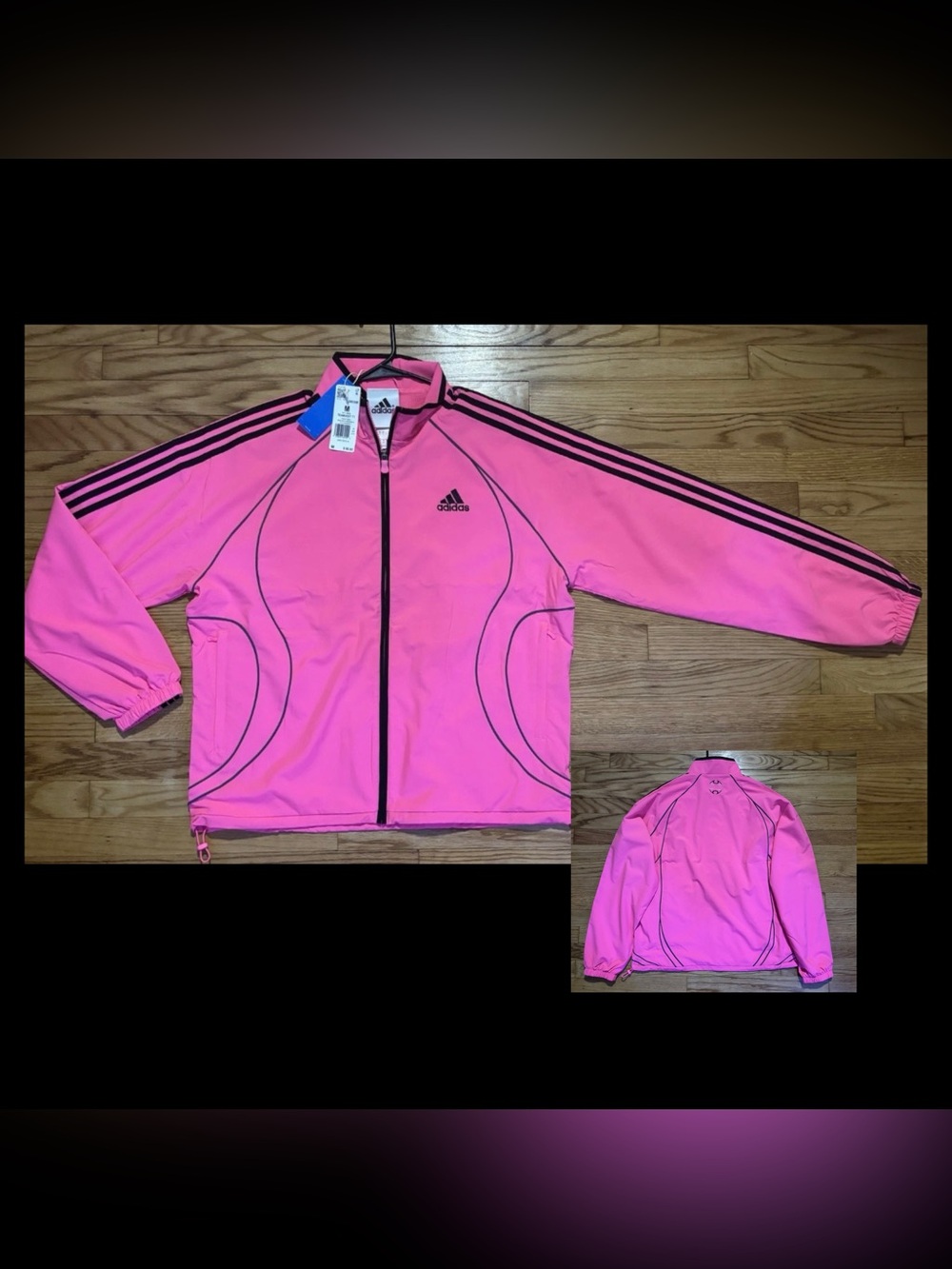 Adidas Teamgeist Adicolor Woven  Zip Track Jacket Pink Black men’s sz NEW!